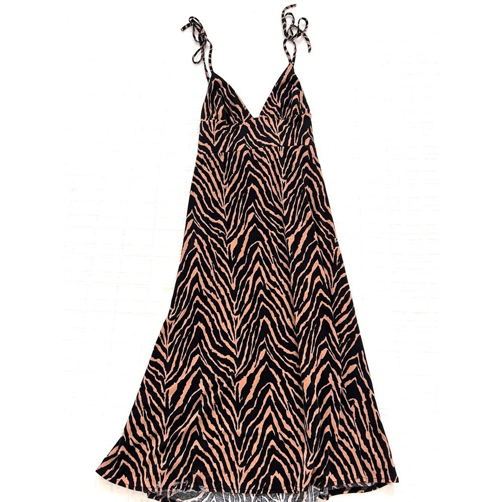 Akaiv boutique label caramel black zebra print tank dress EUC